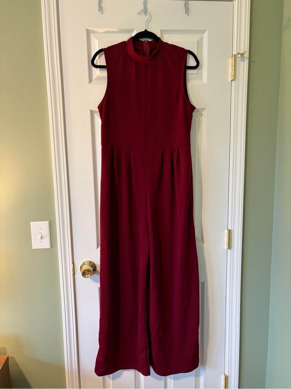 Sleeveless Wine Red Wide-Leg Jumpsuit